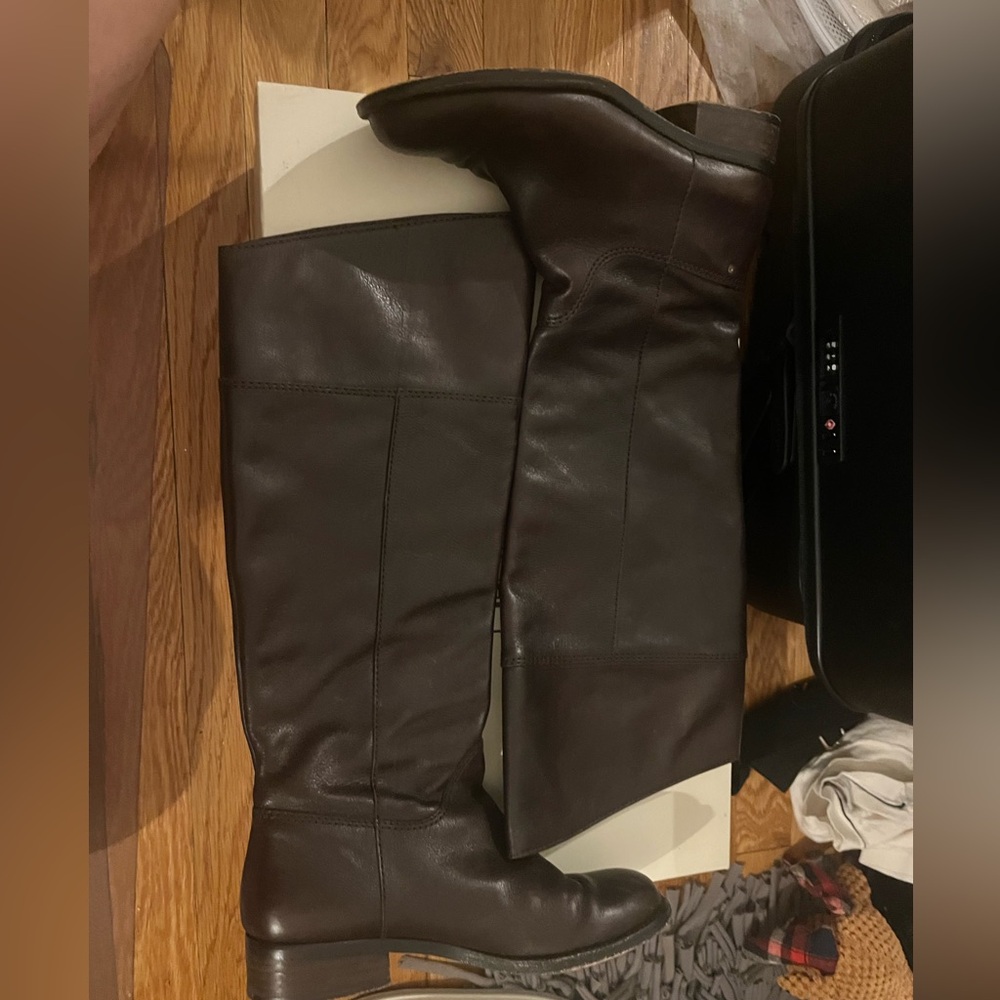 Brown leather coach boots size 6.5